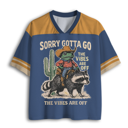 Baddiecat Cowboy Frog Riding Raccoon Mesh Jersey