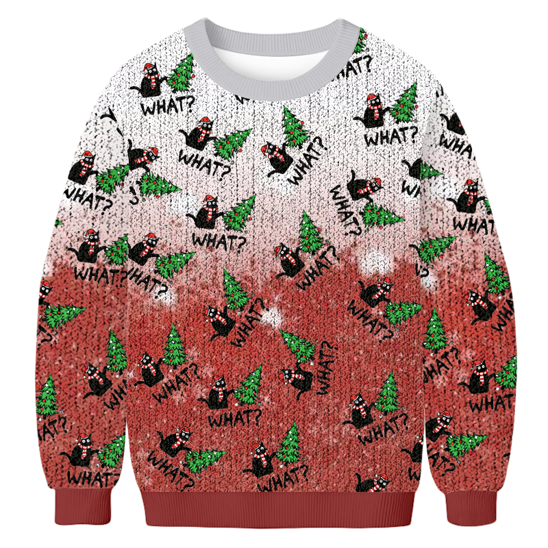 Curious Cat Fun Christmas Ugly Sweatshirt