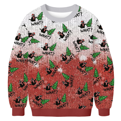 Curious Cat Fun Christmas Ugly Sweatshirt