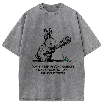 Violent Rabbit Funny Washed T-Shirt