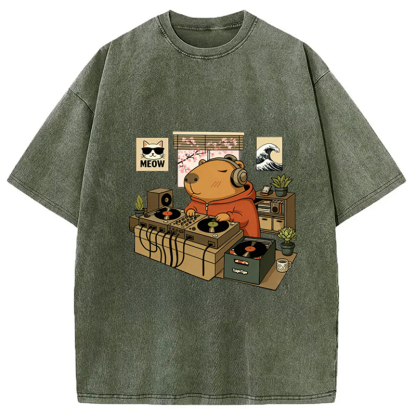 Capybara DJ Washed T-Shirt