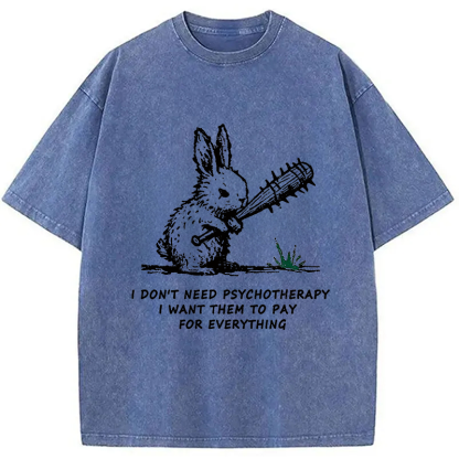 Violent Rabbit Funny Washed T-Shirt