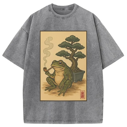 Japanese Frog & Bonsai Washed T-Shirt