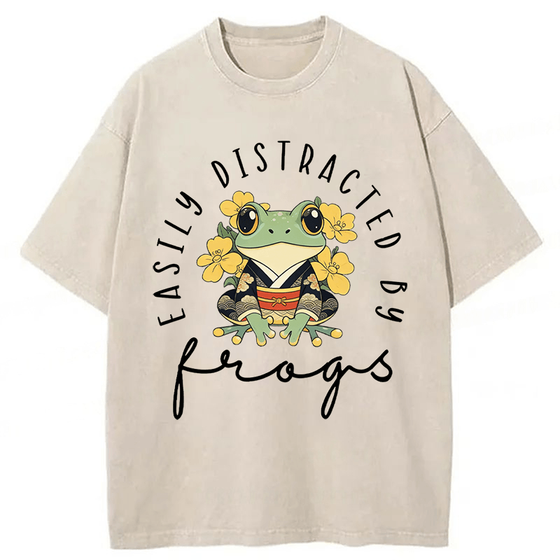 Tokyoviva Easily Distracted By Frogs Washed T-shirt