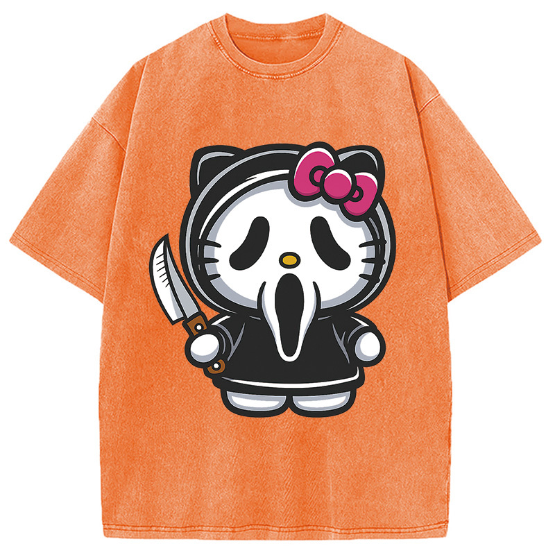 Scream Kitty Halloween Washed T-Shirt