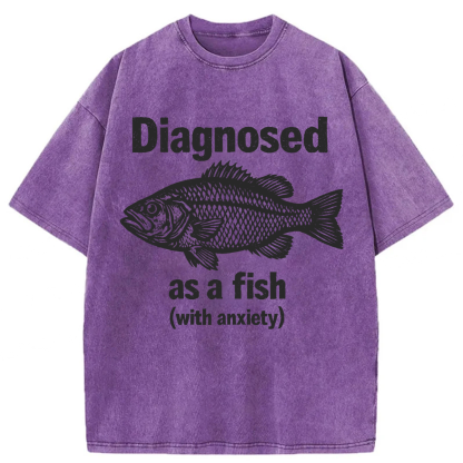 Tokyoviva Diagnosed As A Fish With Anxiety Washed T-shirt