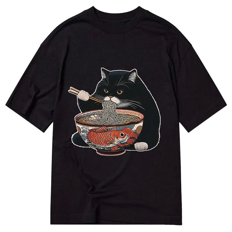 Fat Cat Eating Ramen Classic T-Shirt