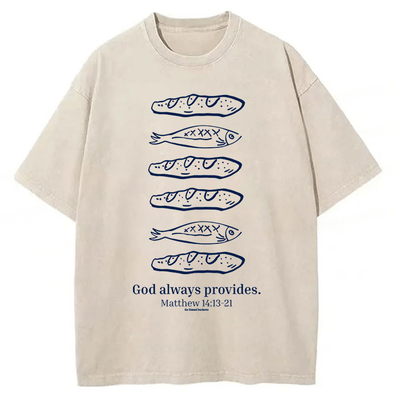 Tokyoviva Loaves And Fishes Bible Verse Washed T-shirt