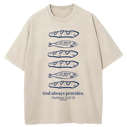 Tokyoviva Loaves And Fishes Bible Verse Washed T-shirt