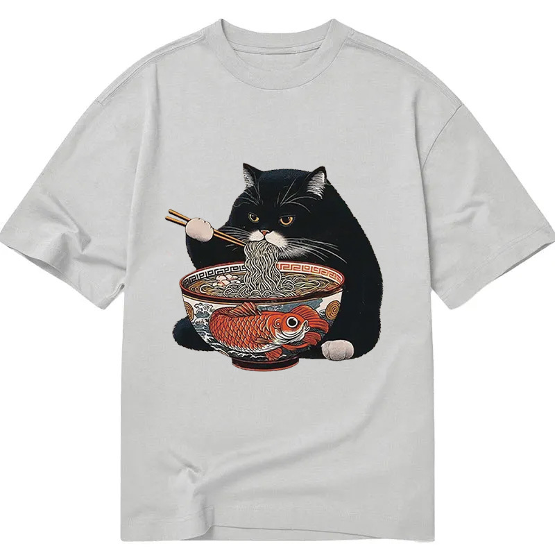 Fat Cat Eating Ramen Classic T-Shirt