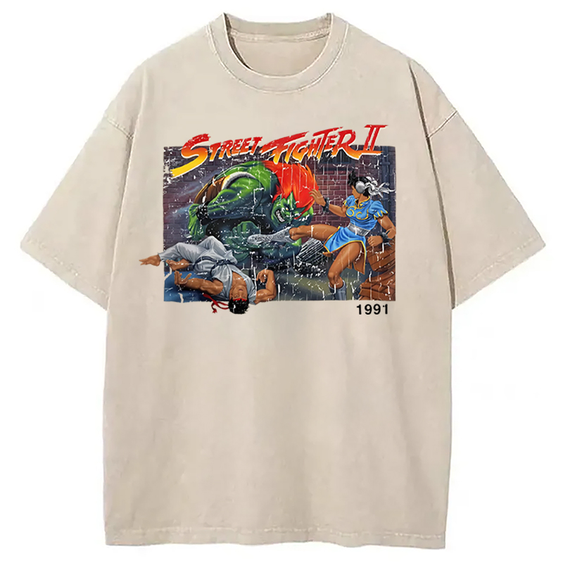 Street Fighter Retro Game Vintage Washed T-Shirt
