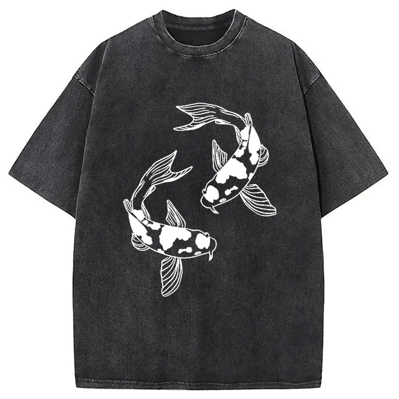 Two Beautiful Koi Washed T-Shirt