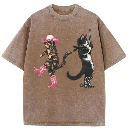 Tokyoviva Western Cats Cowgirl Washed T-shirt