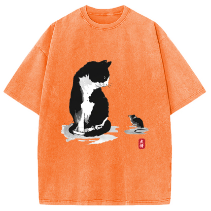 Cat And Mouse Friendship Washed T-Shirt