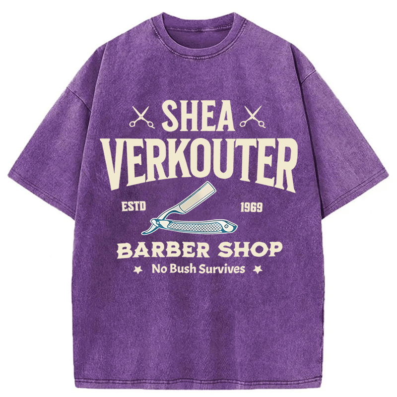 Baddiecat Shea Verkouter Barber Shop Funny Washed T-shirt