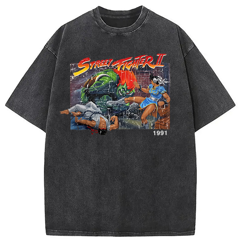 Street Fighter Retro Game Vintage Washed T-Shirt