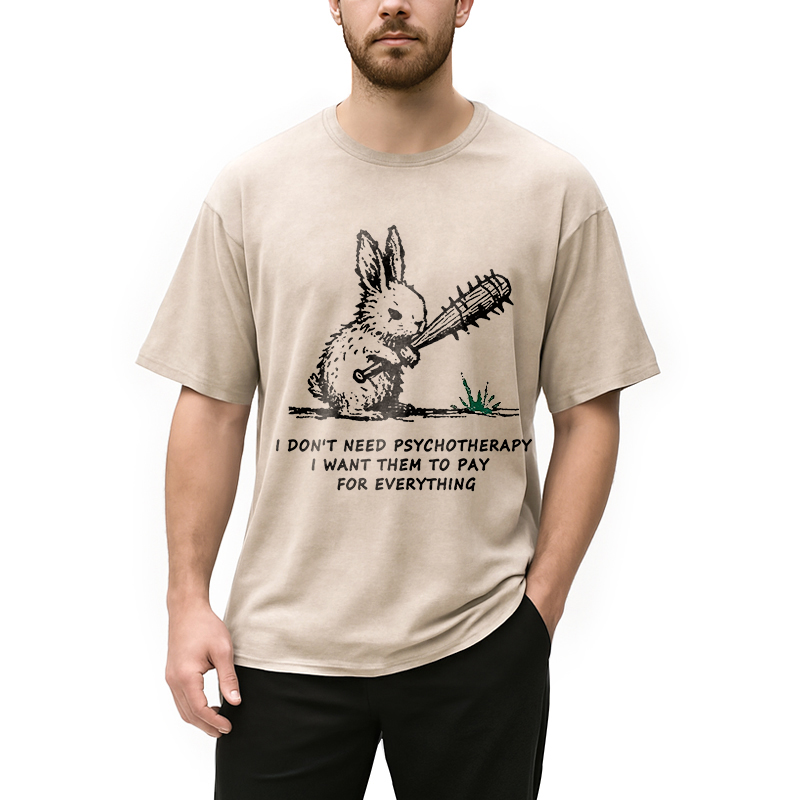 Violent Rabbit Funny Washed T-Shirt