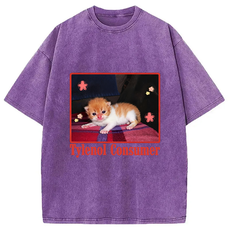 Tylenol Cat Meme Washed T-Shirt