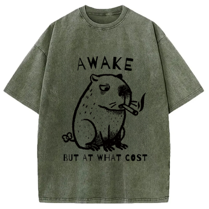 Capybara Smoking Washed T-Shirt