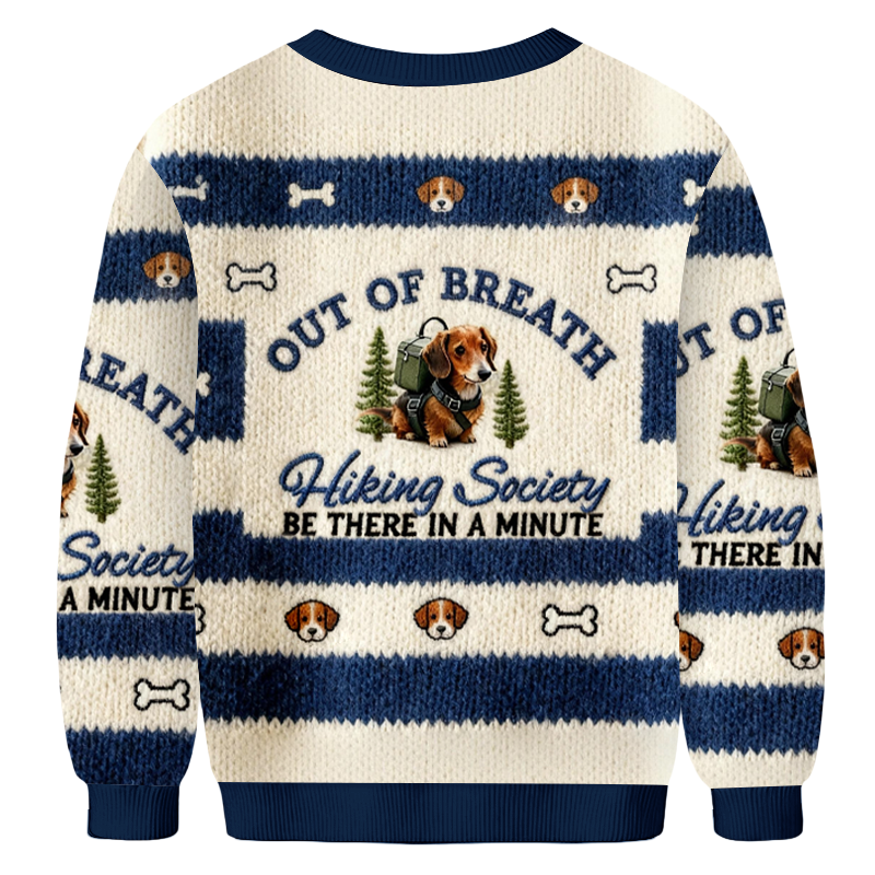 Baddiecat The Dachshund Out Of Breath Hiking Society Be There In A Minute For Porche Christmas Ugly Sweatshirt