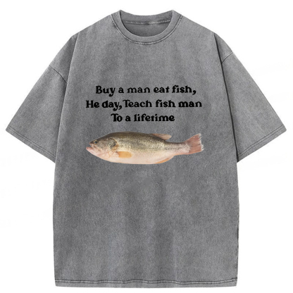 Tokyoviva Fun Fish Memes Washed T-shirt