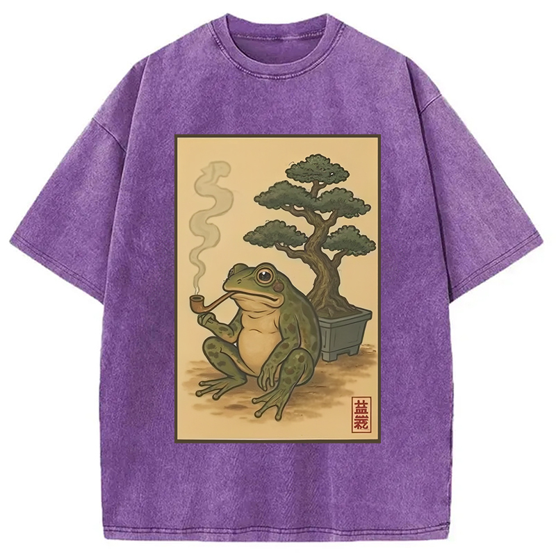 Japanese Frog & Bonsai Washed T-Shirt
