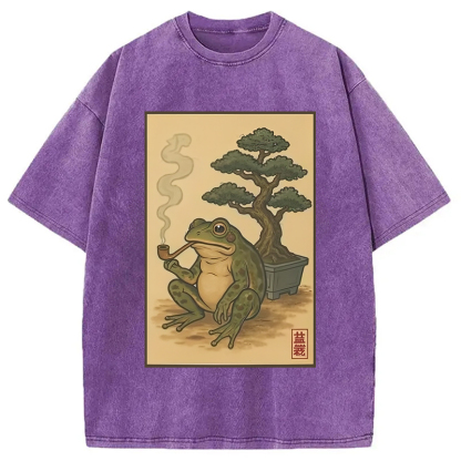 Japanese Frog & Bonsai Washed T-Shirt