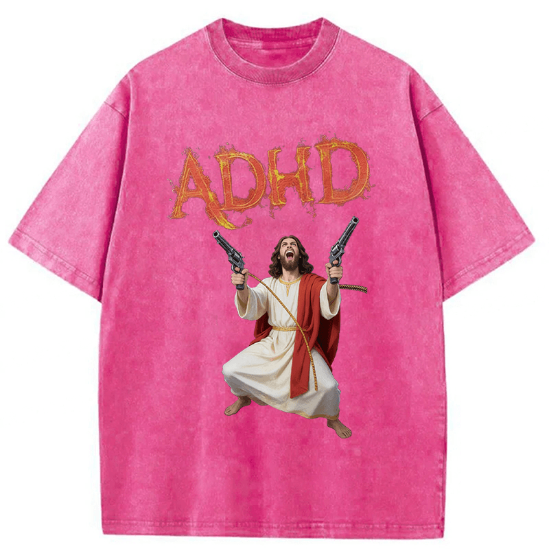 Tokyoviva Jesus Adhd Funny Washed T-Shirt