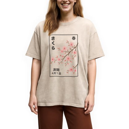 Cherry Blossom Spring Full Washed T-Shirt