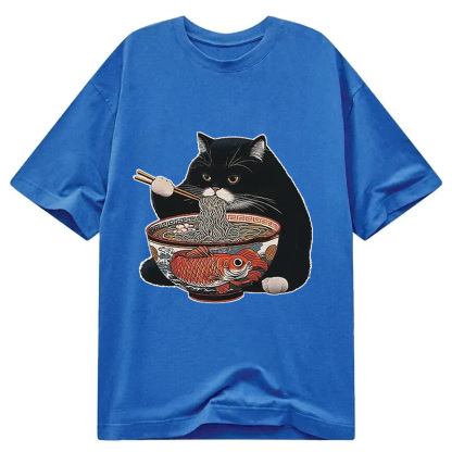 Fat Cat Eating Ramen Classic T-Shirt