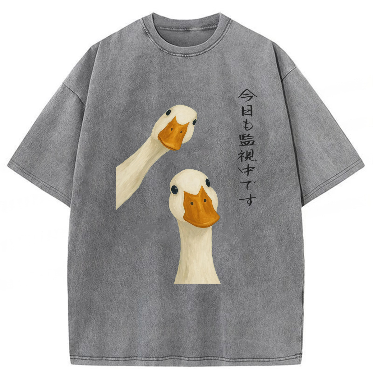 Tokyoviva Japanese The Goose Is Watching Today Washed T-shirt