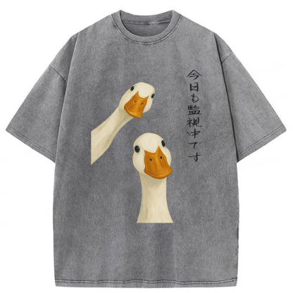 Tokyoviva Japanese The Goose Is Watching Today Washed T-shirt