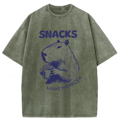 Tokyoviva Capybara Eating Snacks Washed T-shirt
