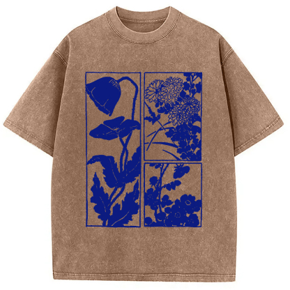 Woodcut Flowers Washed T-Shirt