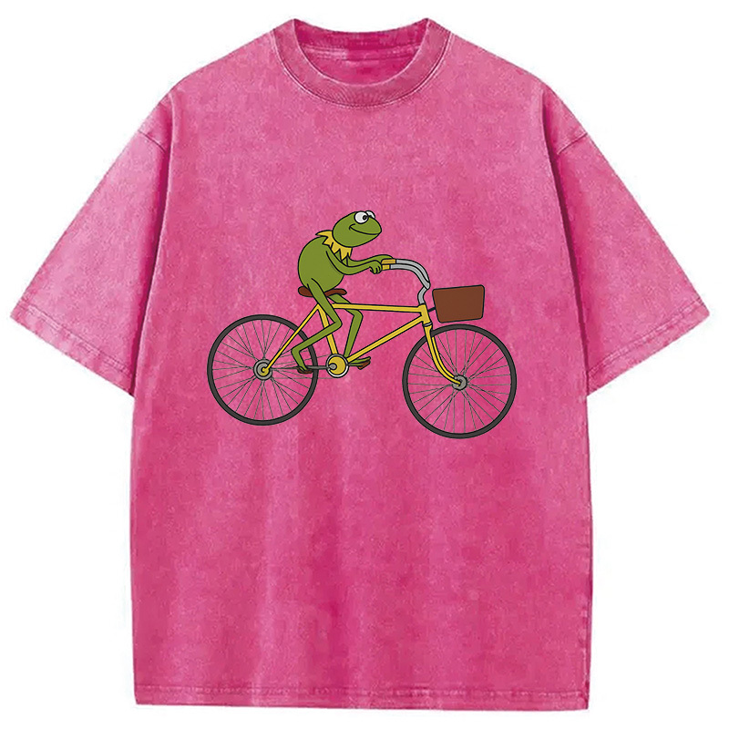 Kermit Riding A Bike Washed T-Shirt