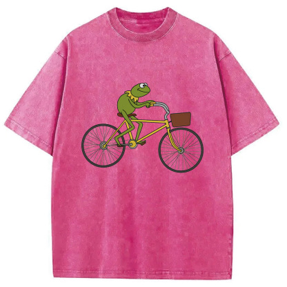 Kermit Riding A Bike Washed T-Shirt