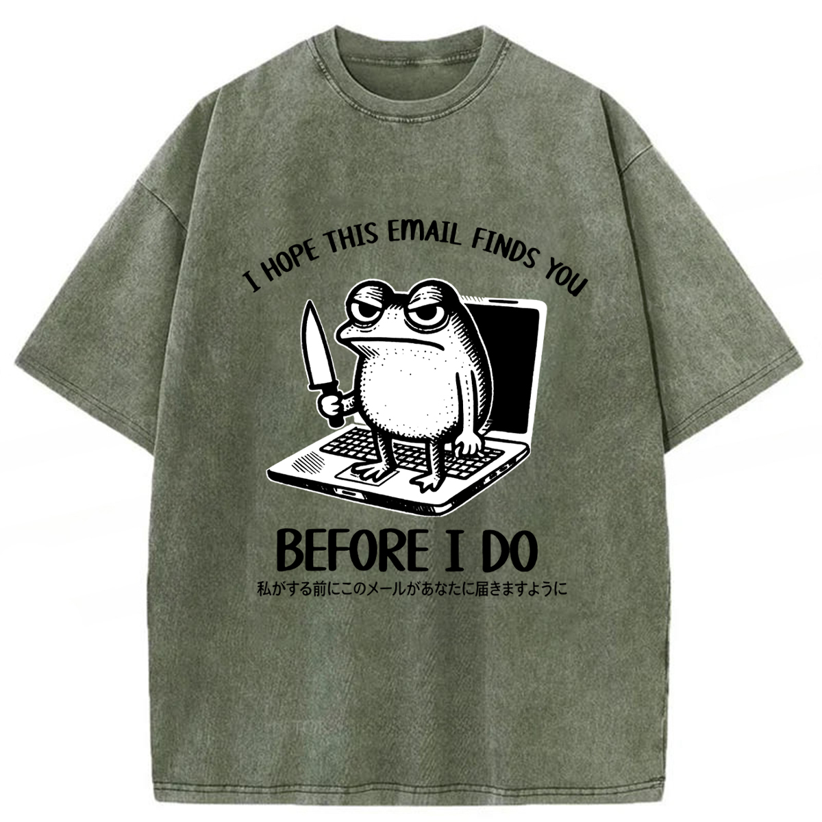 Tokyoviva Email Search Funny Frog Washed T-shirt