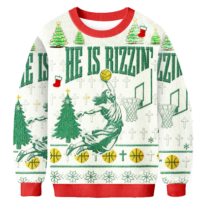 Baddiecat He Is Rizzin Christmas Ugly Sweatshirt