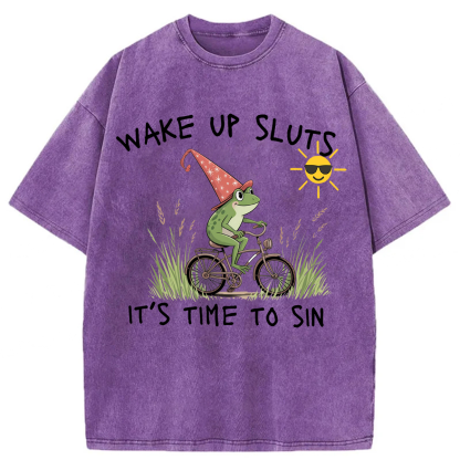 Tokyoviva Wake Up Sluts It's Time To Sin Washed T-shirt