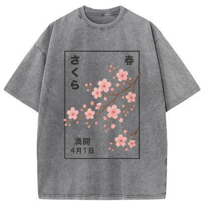 Cherry Blossom Spring Full Washed T-Shirt