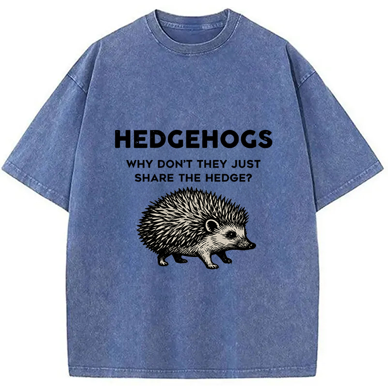 Funny Hedgehog Washed T-Shirt