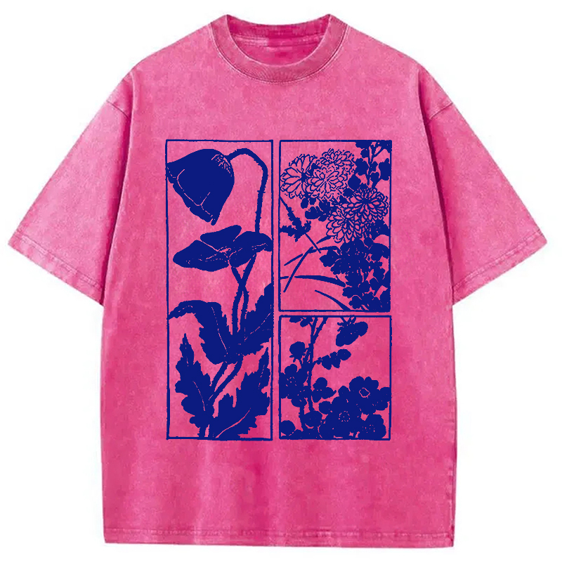 Woodcut Flowers Washed T-Shirt