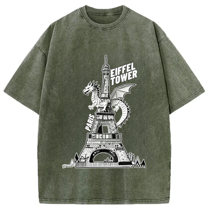 Dragon Eiffel Tower Washed T-Shirt