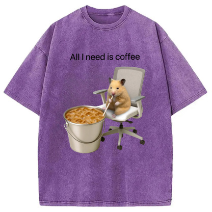 All I Need Is Coffee Meme Washed T-Shirt