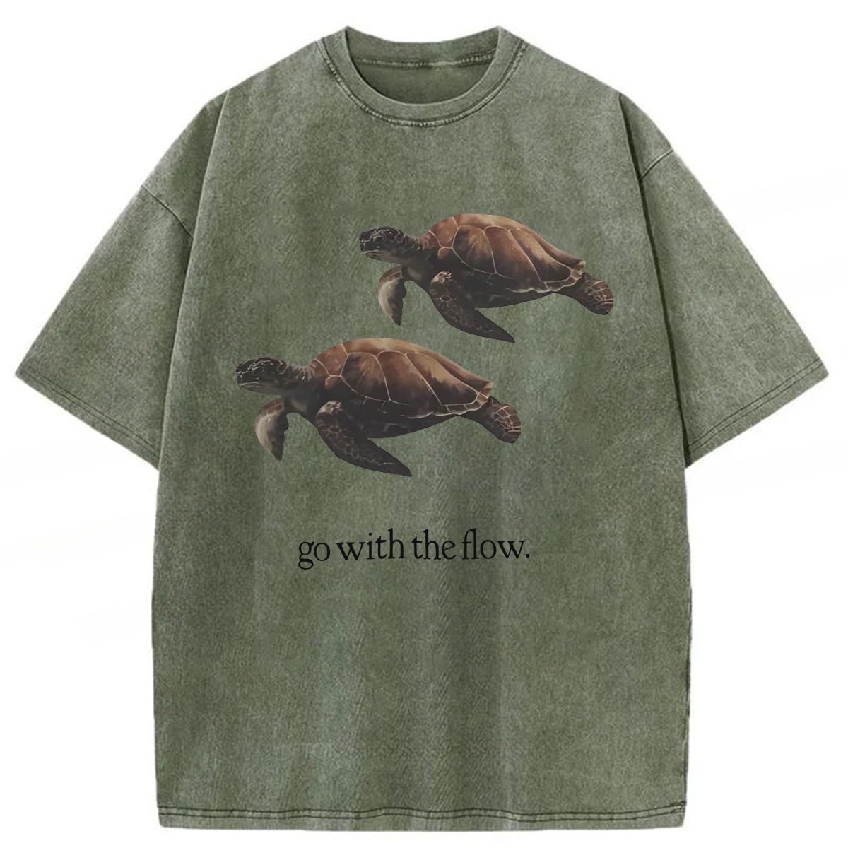 Tokyoviva Turtle Go With The Flow Washed T-shirt