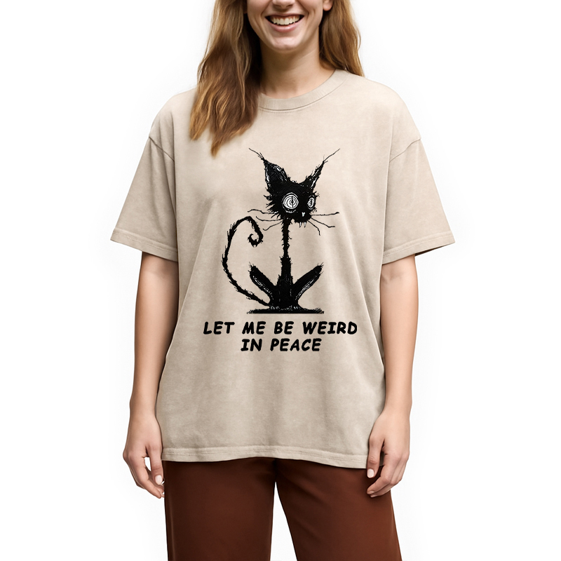 Cat Gradually Became Strange Washed T-Shirt