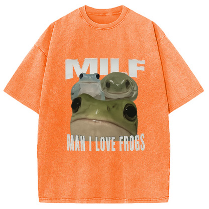 Man I Love Frogs Washed T-Shirt