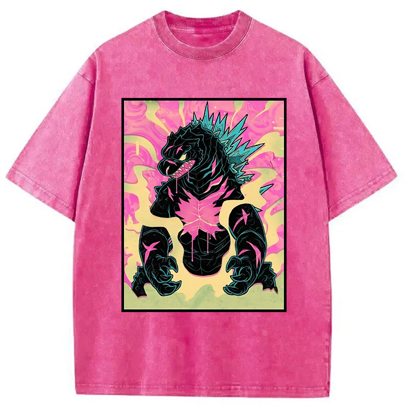 Japanese Godzilla Graffiti Washed T-Shirt