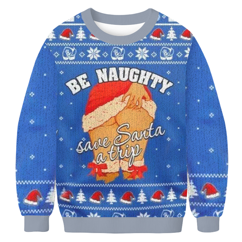 Baddiecat Be Naughty Christmas Ugly Sweatshirt