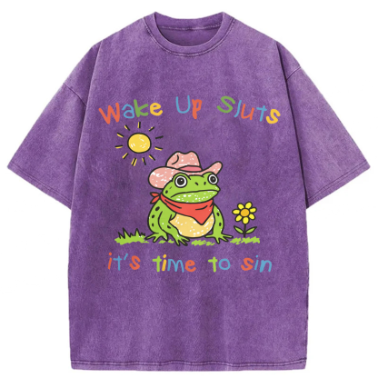 Tokyoviva Wake Up Sl*ts It's Time To Sin Washed T-shirt